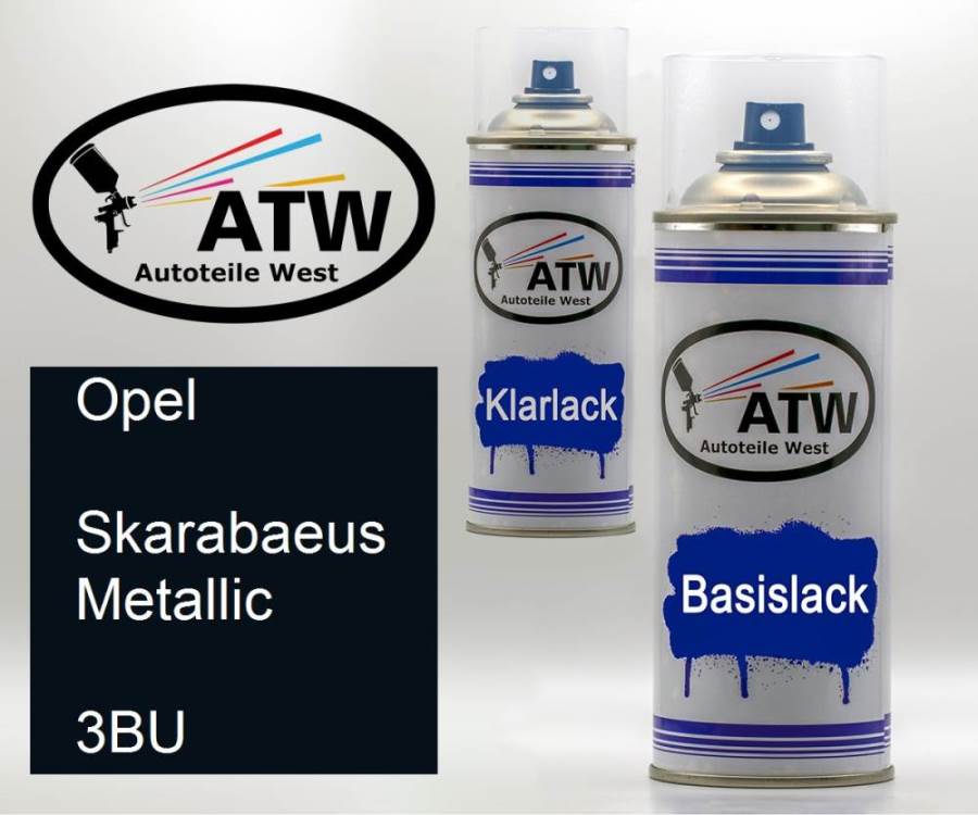 Opel, Skarabaeus Metallic, 3BU: 400ml Sprühdose + 400ml Klarlack - Set, von ATW Autoteile West.